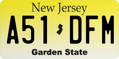 NJ license plate A51DFM