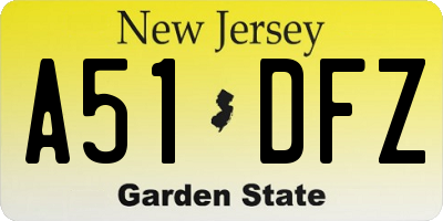 NJ license plate A51DFZ