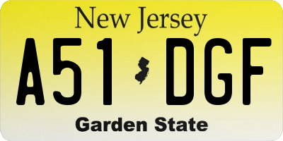 NJ license plate A51DGF