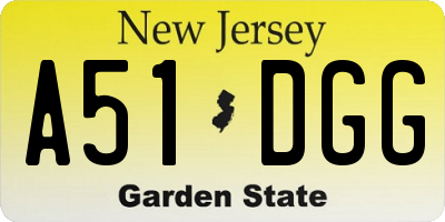 NJ license plate A51DGG