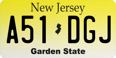 NJ license plate A51DGJ