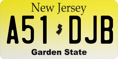 NJ license plate A51DJB