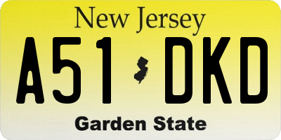 NJ license plate A51DKD