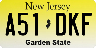 NJ license plate A51DKF