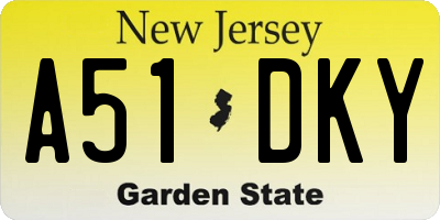 NJ license plate A51DKY