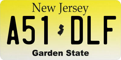 NJ license plate A51DLF