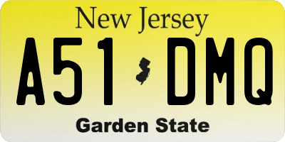 NJ license plate A51DMQ