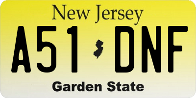 NJ license plate A51DNF