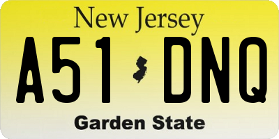 NJ license plate A51DNQ