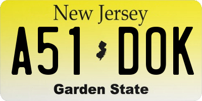 NJ license plate A51DOK