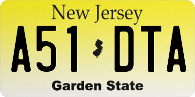 NJ license plate A51DTA