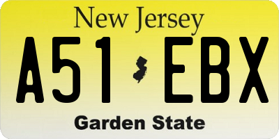 NJ license plate A51EBX