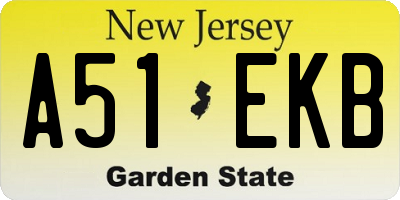 NJ license plate A51EKB