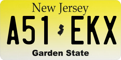 NJ license plate A51EKX