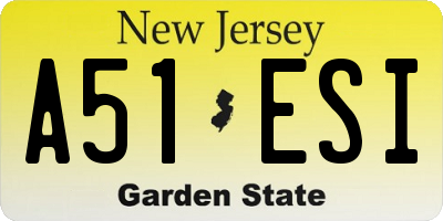 NJ license plate A51ESI