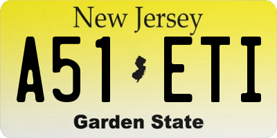 NJ license plate A51ETI