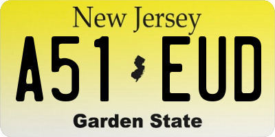 NJ license plate A51EUD
