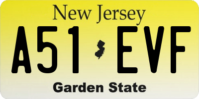 NJ license plate A51EVF