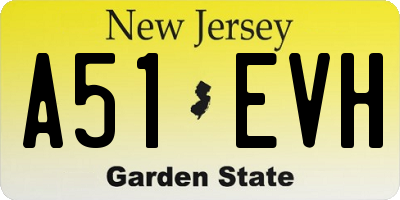 NJ license plate A51EVH