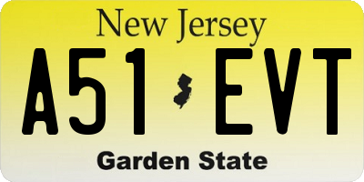 NJ license plate A51EVT