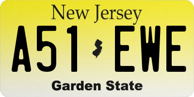 NJ license plate A51EWE