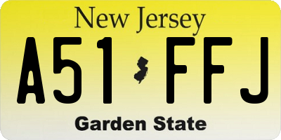NJ license plate A51FFJ