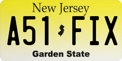 NJ license plate A51FIX
