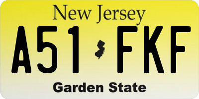 NJ license plate A51FKF