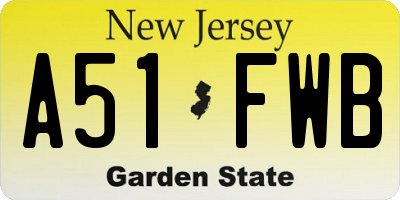 NJ license plate A51FWB