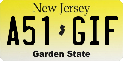 NJ license plate A51GIF