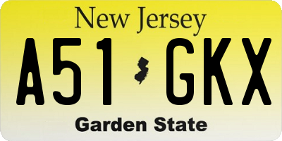 NJ license plate A51GKX