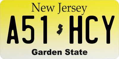 NJ license plate A51HCY