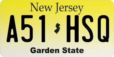NJ license plate A51HSQ