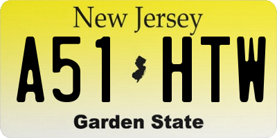 NJ license plate A51HTW