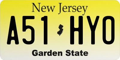 NJ license plate A51HYO