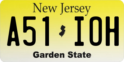 NJ license plate A51IOH