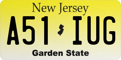 NJ license plate A51IUG