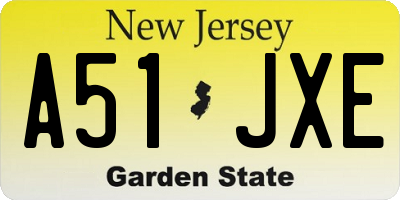 NJ license plate A51JXE