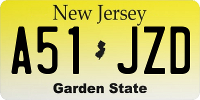 NJ license plate A51JZD