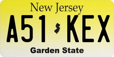 NJ license plate A51KEX
