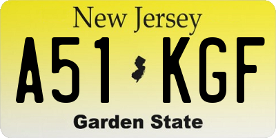 NJ license plate A51KGF