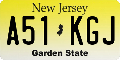 NJ license plate A51KGJ