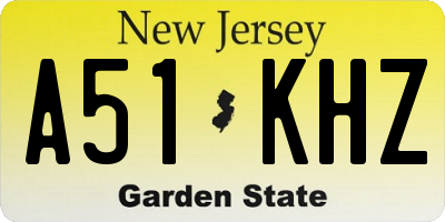 NJ license plate A51KHZ
