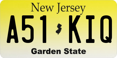 NJ license plate A51KIQ