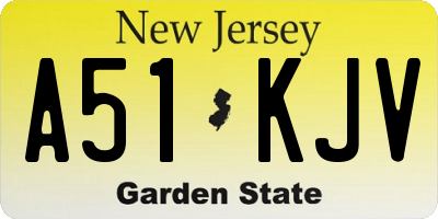 NJ license plate A51KJV