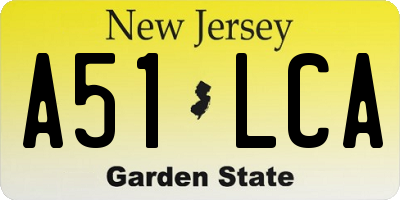 NJ license plate A51LCA