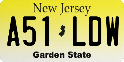 NJ license plate A51LDW