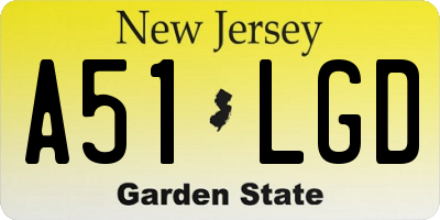 NJ license plate A51LGD