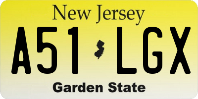 NJ license plate A51LGX