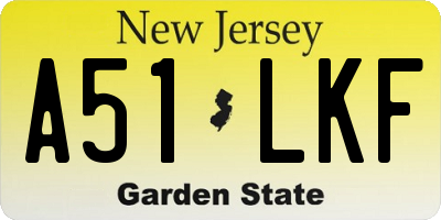 NJ license plate A51LKF